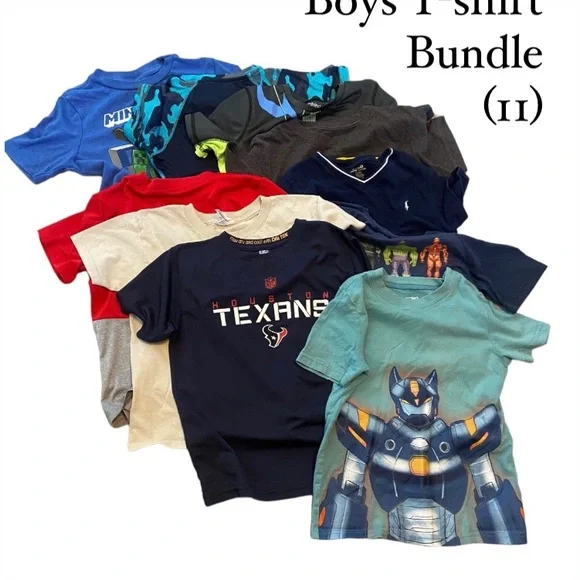 Boys T-shirt Bundle (11) Short Sleeve Shirts Mixed Brands Size S (6/7) - Picture 1 of 13